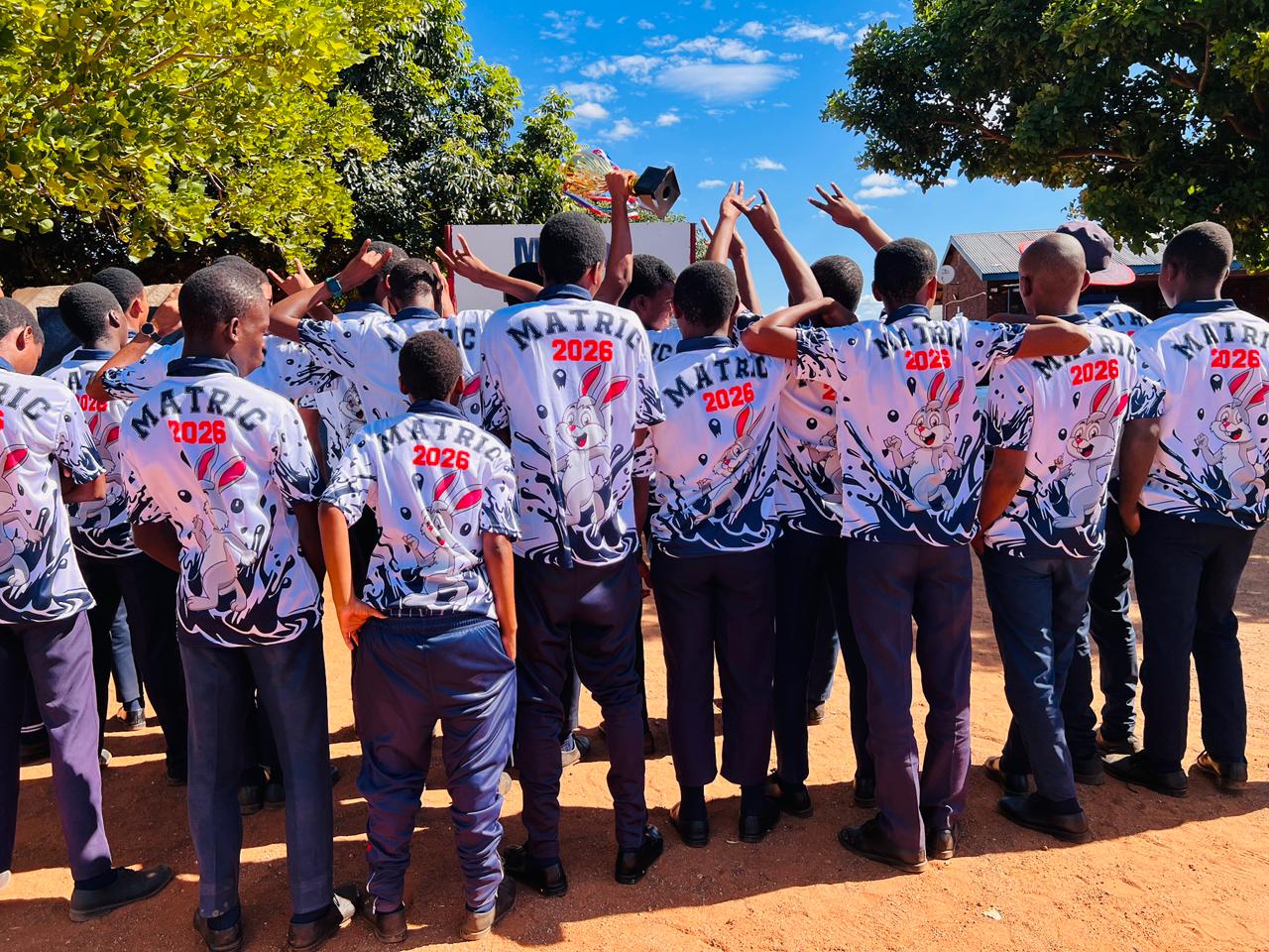 Matric class wearing custom shirts